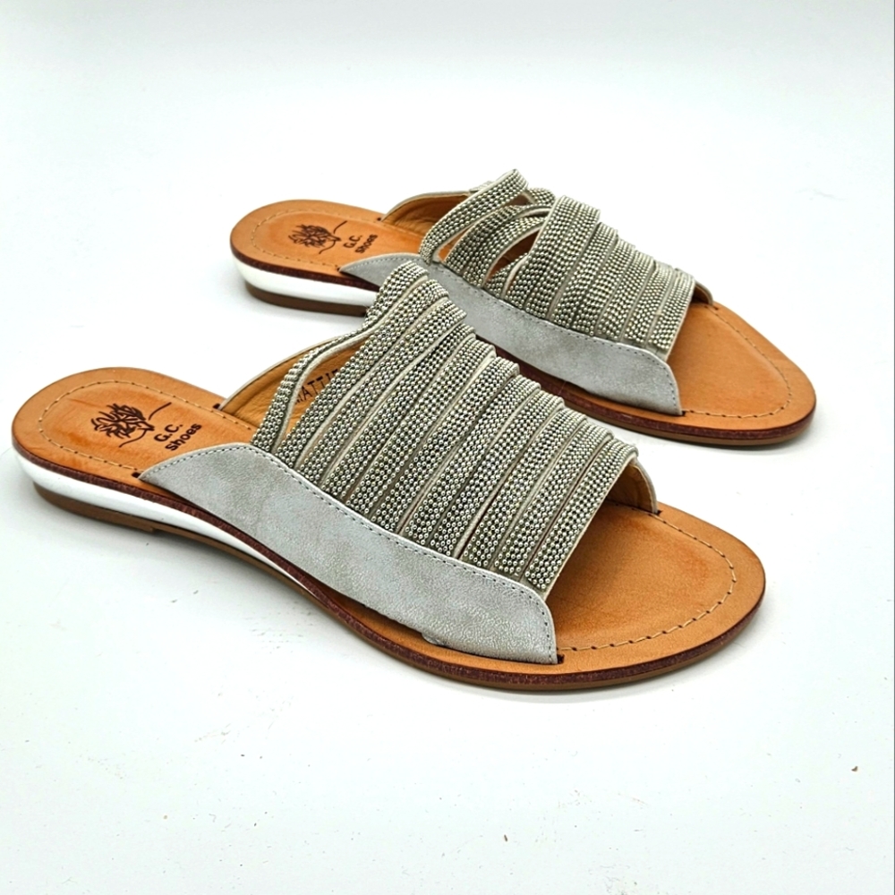 NWOT GC Shoes Mattie Faux Leather Slip On Slide Sandals